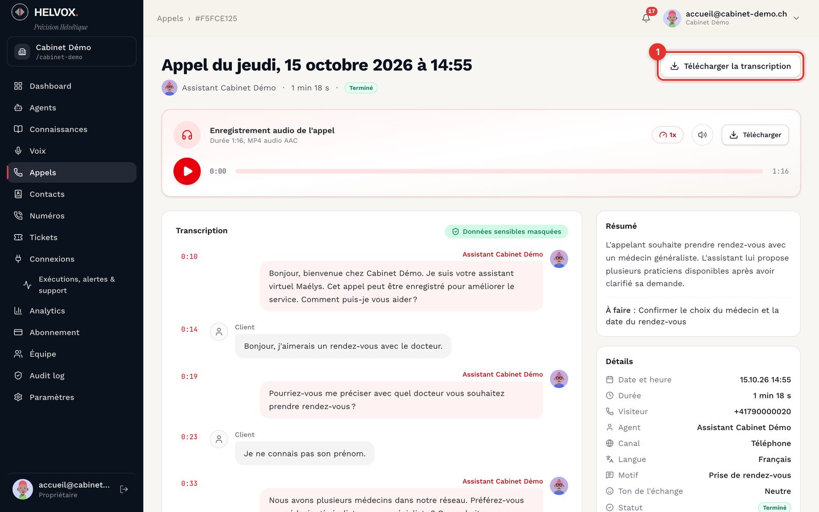 Un appel téléphonique